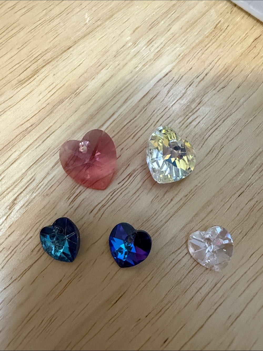 5 Swarovski Heart-Shaped Crystal Pendants